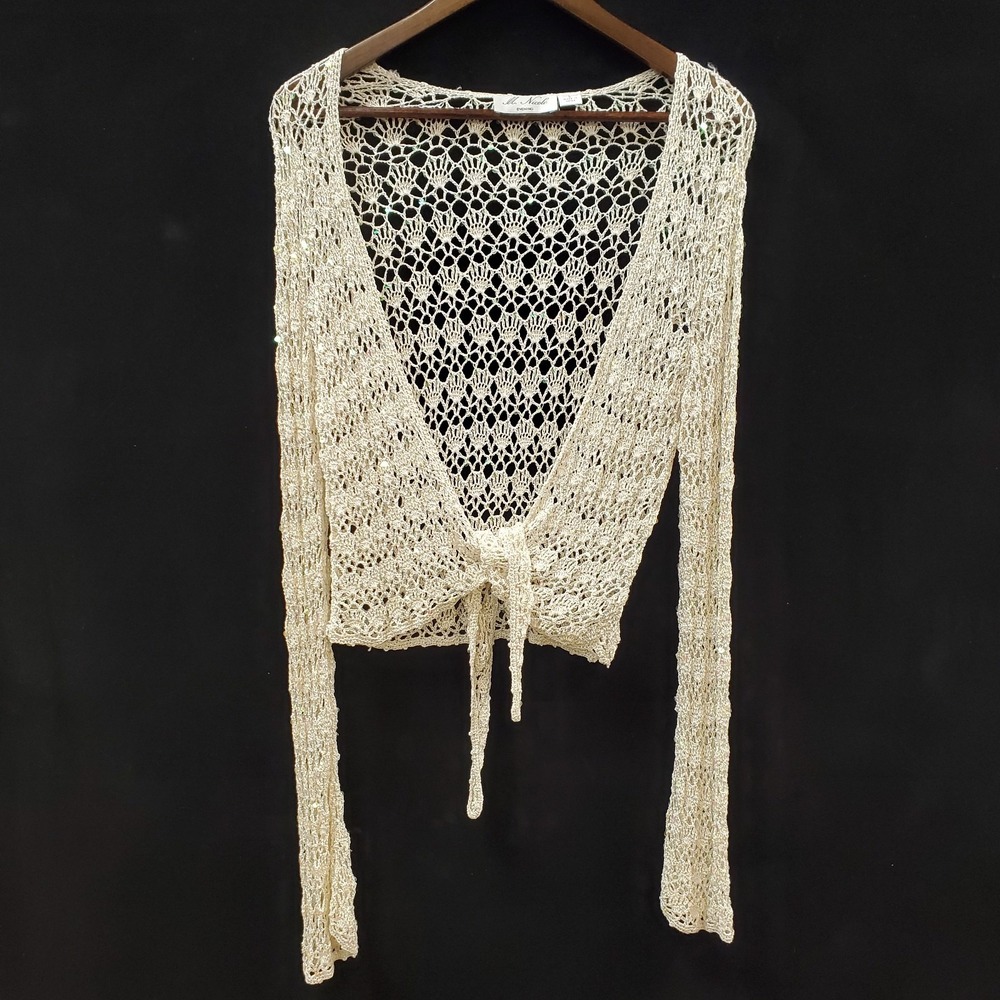 Vintage M Nicole Evening Womens Y2K Fairy Tie Front Top Size L  Ethereal‎ Angel